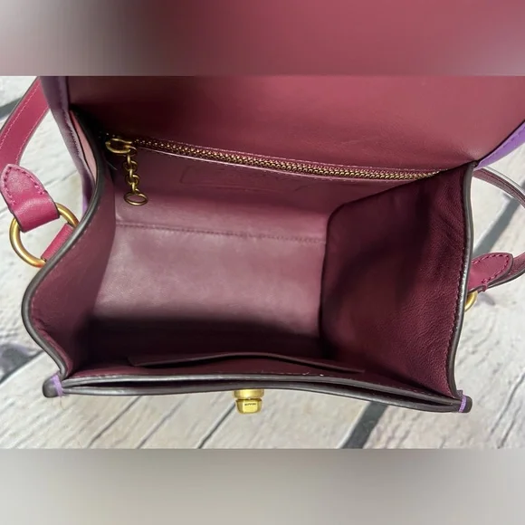 COACH Originals Turn-lock Lunchbox Bag PURPLE RED RASPBERRY Leather EXC COND! - Picture 12 of 15